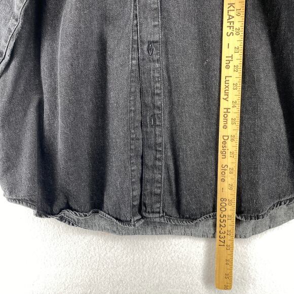 PERRY ELLIS Shirt Mens L AMERICA Denim Cotton Long Sleeve Button Up Black VTG - Picture 12 of 13